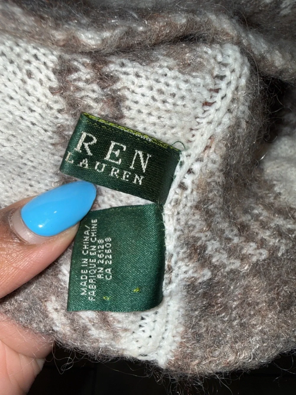 Ralph Lauren Cream‎ and Brown Plaid Knit Snood